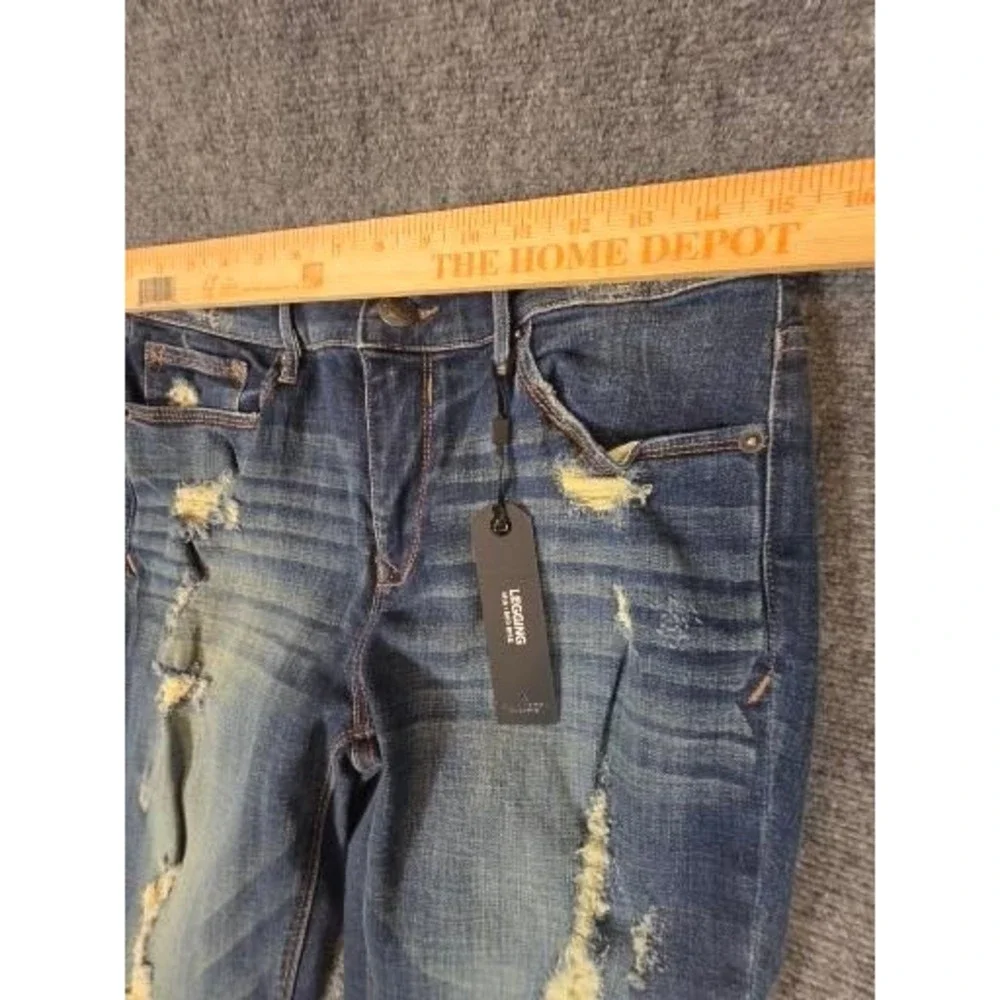 Express Mia‎ Mid Rise Legging Jeans Womens 10 Dark Wash Distressed Skinny Denim